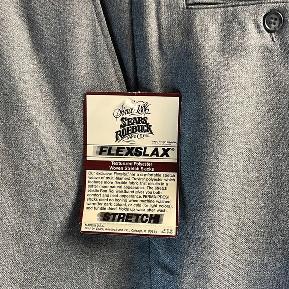 Flexslax Sears & Roebucks Mens Texturized Polyester Woven Stretch Slacks, 40/29 - Picture 5 of 8